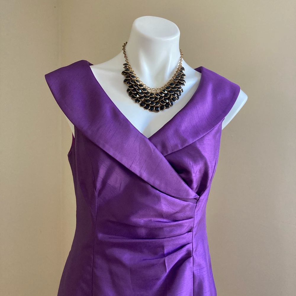 EVAN PICONE Purple Sleeveless Faux Wrap Cocktail Dress Sz. 8 - Picture 7 of 15